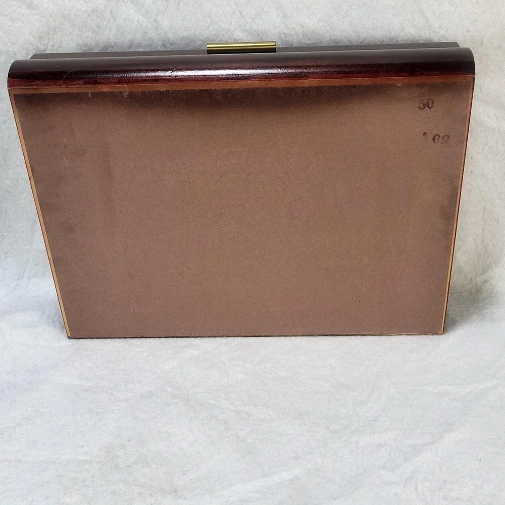 Vintage 1847 Rogers Bros. Silverware Wood Red Felt Lined Empty Storage Case Box